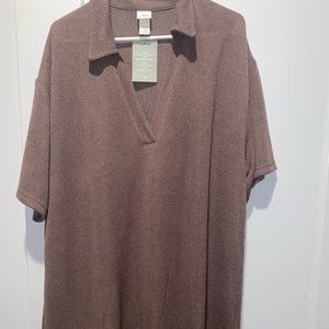 Brown H&M plus collar knit dress